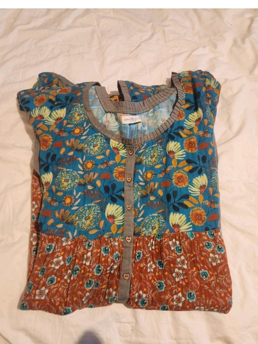 NATURAL LIFE Blue & Brown Floral Tiered Button-Front Maxi Dress XL - Picture 10 of 10